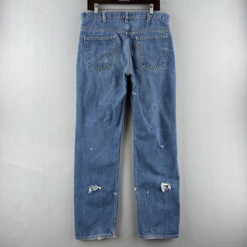 Vintage Levis Jeans Mens Fits 35x32 Blue Denim 505 Straight 70s Talon Zip USA
